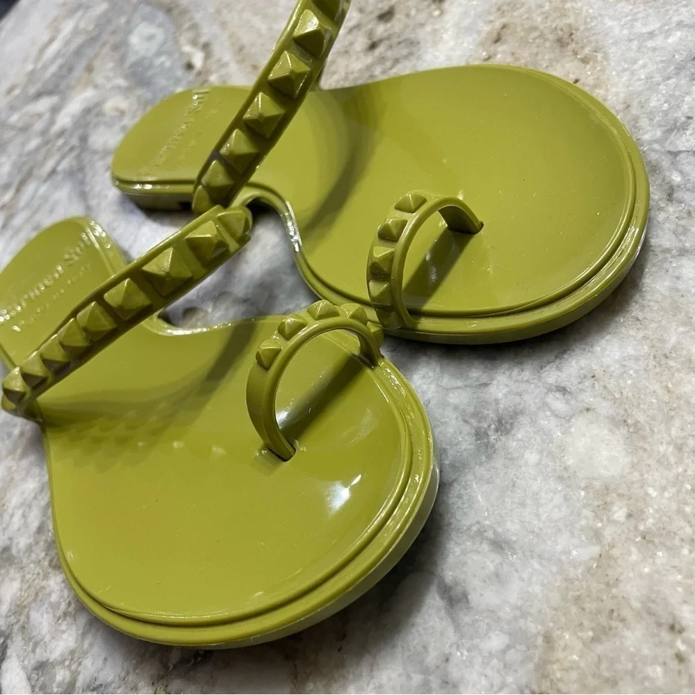 CARMEN SOL maria jelly flat sandal in olive green EU 35